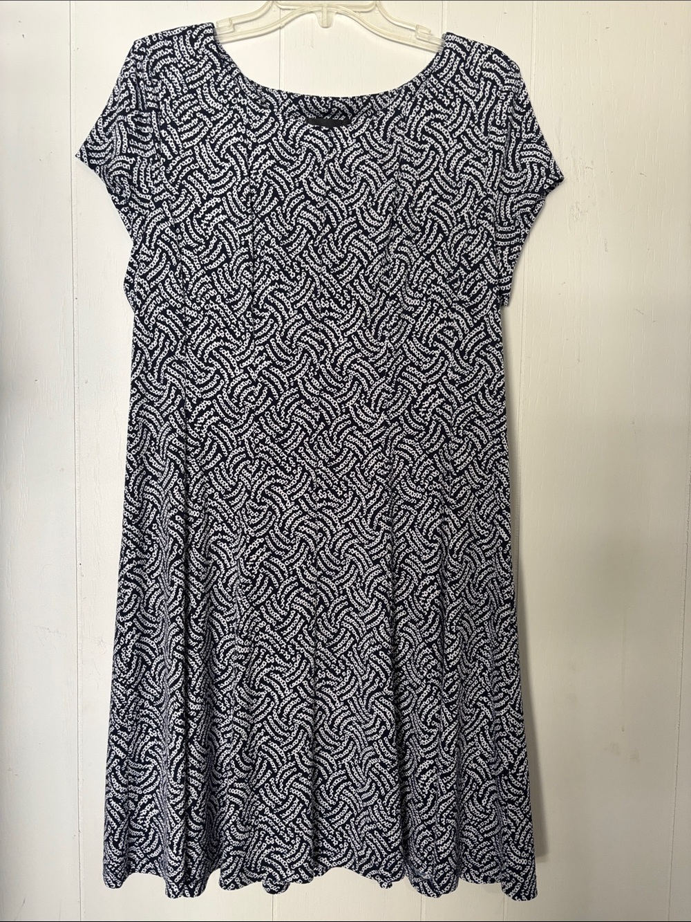 connected apparel Black & White Scroll-Print A-Line Dress